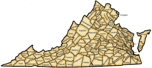 Map of Virginia counties