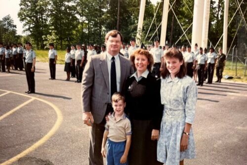 LTC Collins-Davis with family after being promoted to the rank of Lieutenant Colonel in 1990. 