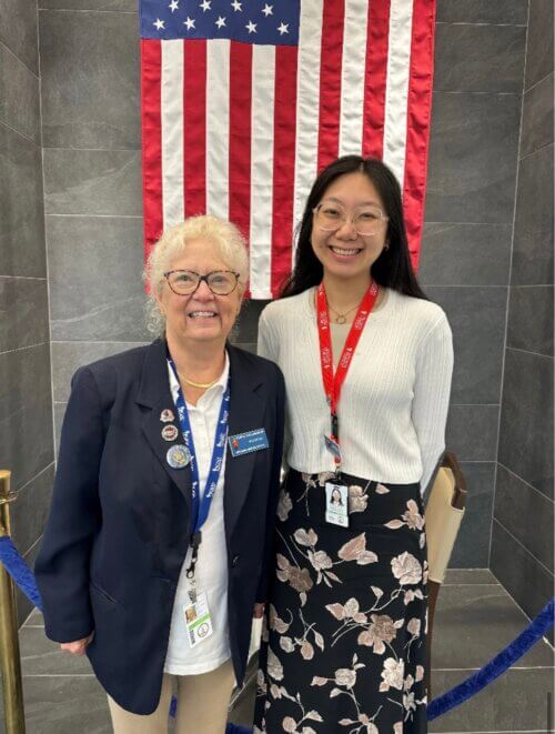 LTC Constance Collins-Davis with intern Cynthia Lin at the Virginia War Memorial, 2025.